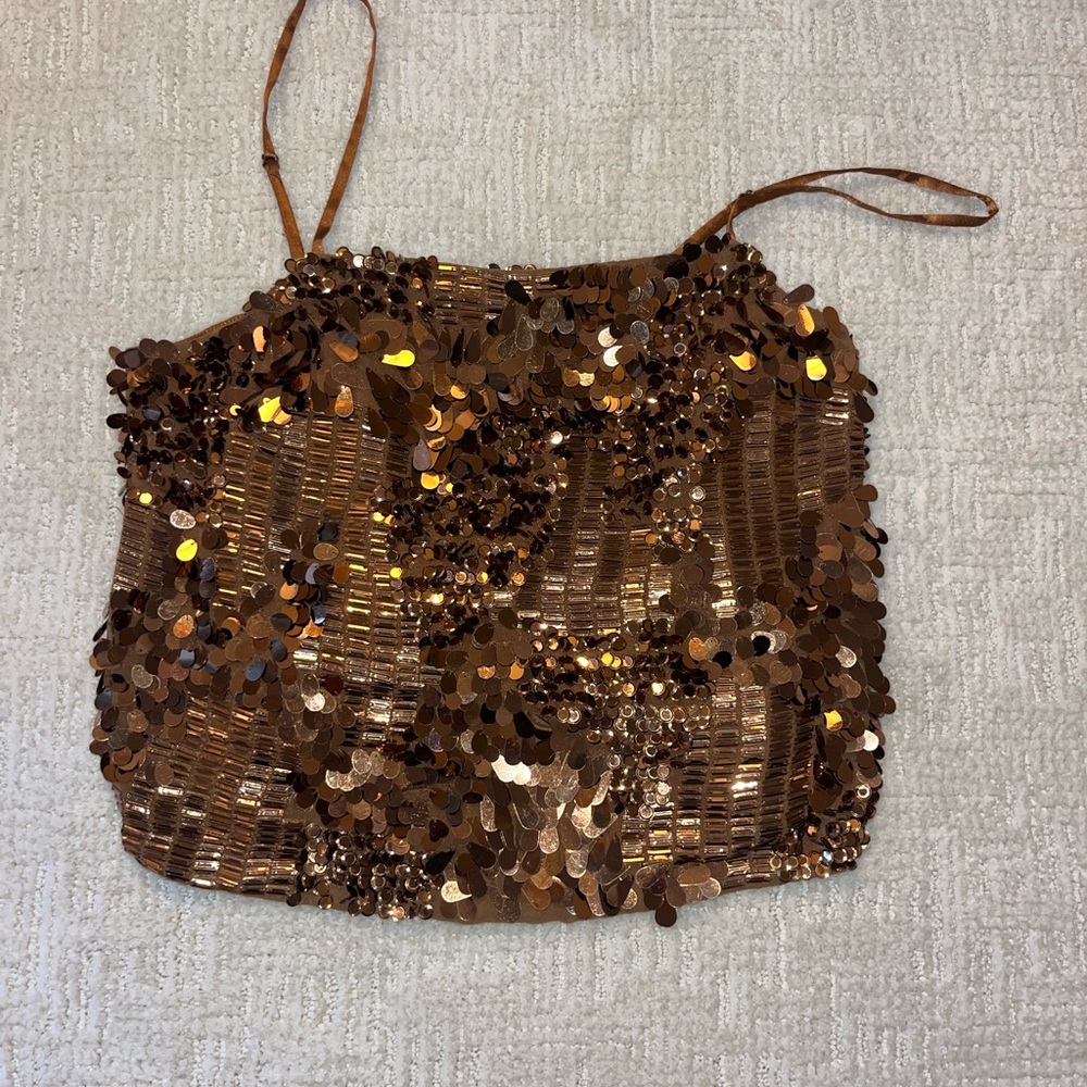 NWT Ramy Brook Bronze Sequin Cami Top
